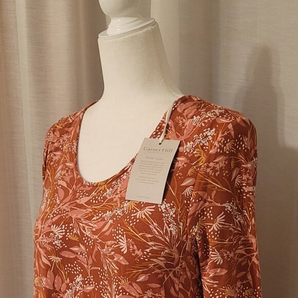 Garnet Hill Trapeze Dress Seamed Jersey Knit Tencel Lyocel in Terracotta NEW - Picture 3 of 13